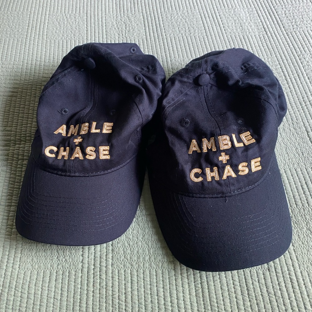Amble + Chase rose wine promotional caps set of 2 baseball hats new condition